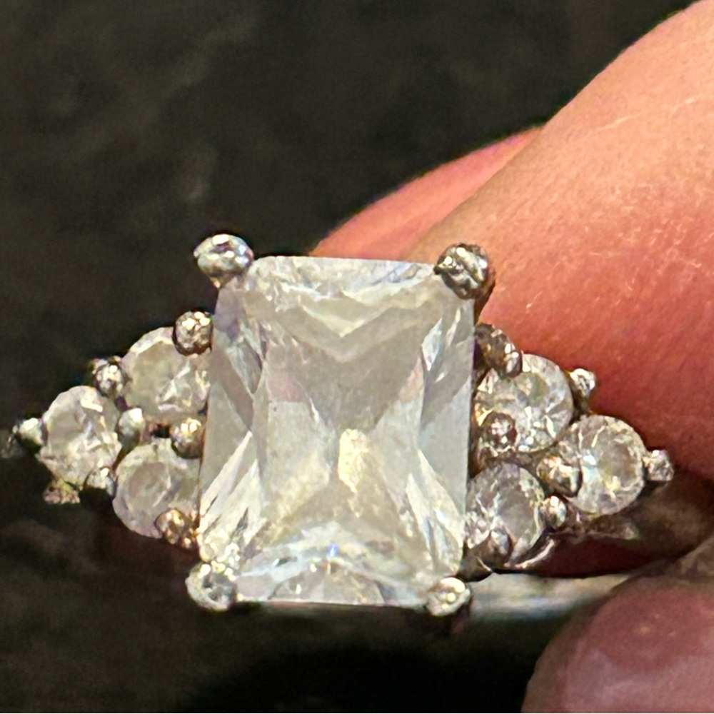 Sterling silver cubic zirconia ring ~17-18mm